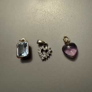Elegant Silver and Purple Heart Pendant Set